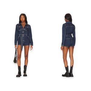 Superdown Destiny Romper in Dark Blue Denim - Size M